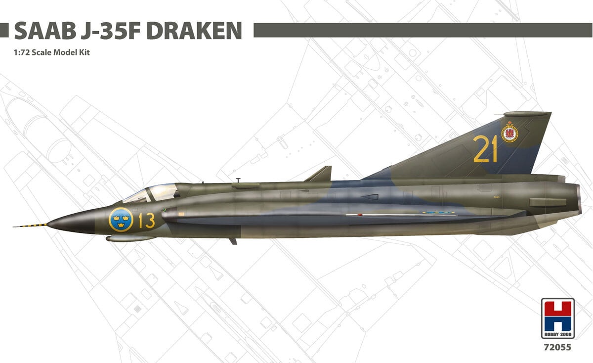 Zdjęcie główne produktu Saab J-35F Draken 1:72 Hobby 2000 72055