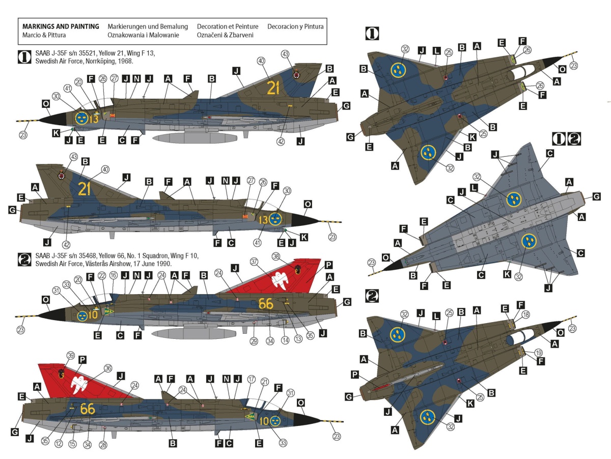 Zdjęcie dodatkowe produktu Saab J-35F Draken 1:72 Hobby 2000 72055