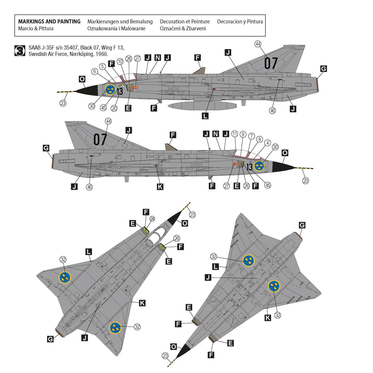 Zdjęcie dodatkowe produktu Saab J-35F Draken 1:72 Hobby 2000 72055