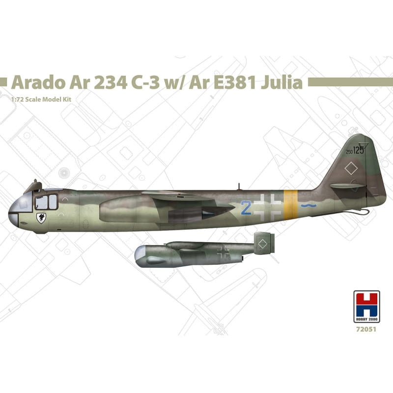 Zdjęcie główne produktu Arado Ar 234 C-3 w/ Ar E381 Julia 1:72 Hobby 2000 72051