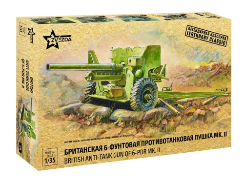 Brytyjskie działo przeciwpancerne QF 6 pdr Mk-II 1:35 Zvezda 3518