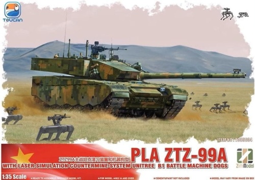 China MBT ZTZ-99A Laser Simulation Countermine System and Unitree B1 Battle Machine Dogs 1:35 Zimi Model TC35004