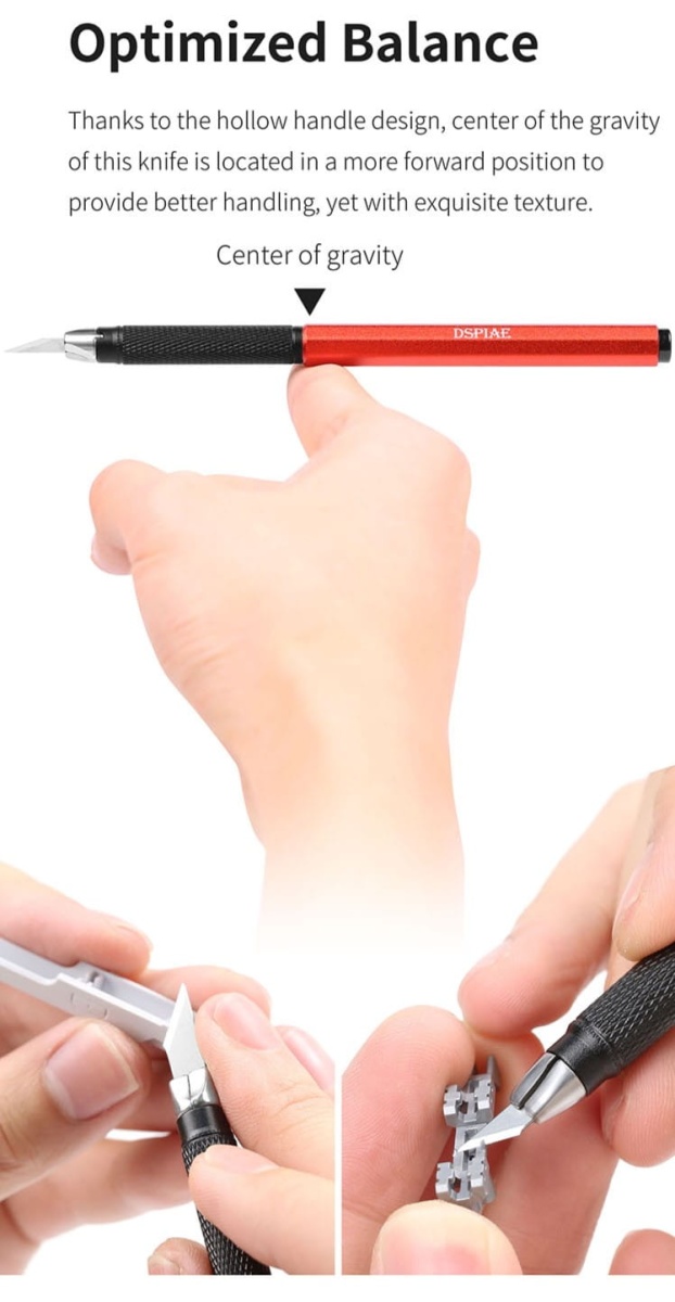 Zdjęcie dodatkowe produktu Nóż hobbystyczny z wąskim ostrzem DSPIAE AT-DK02