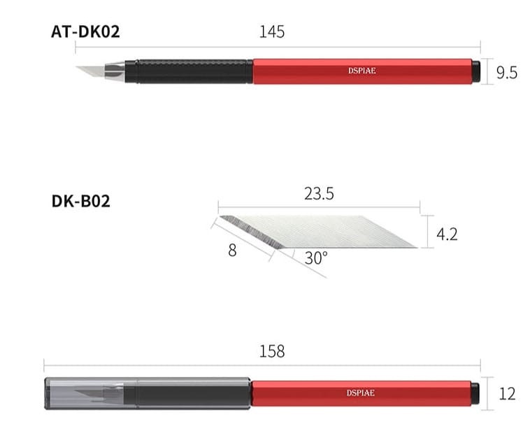 Zdjęcie dodatkowe produktu Nóż hobbystyczny z wąskim ostrzem DSPIAE AT-DK02