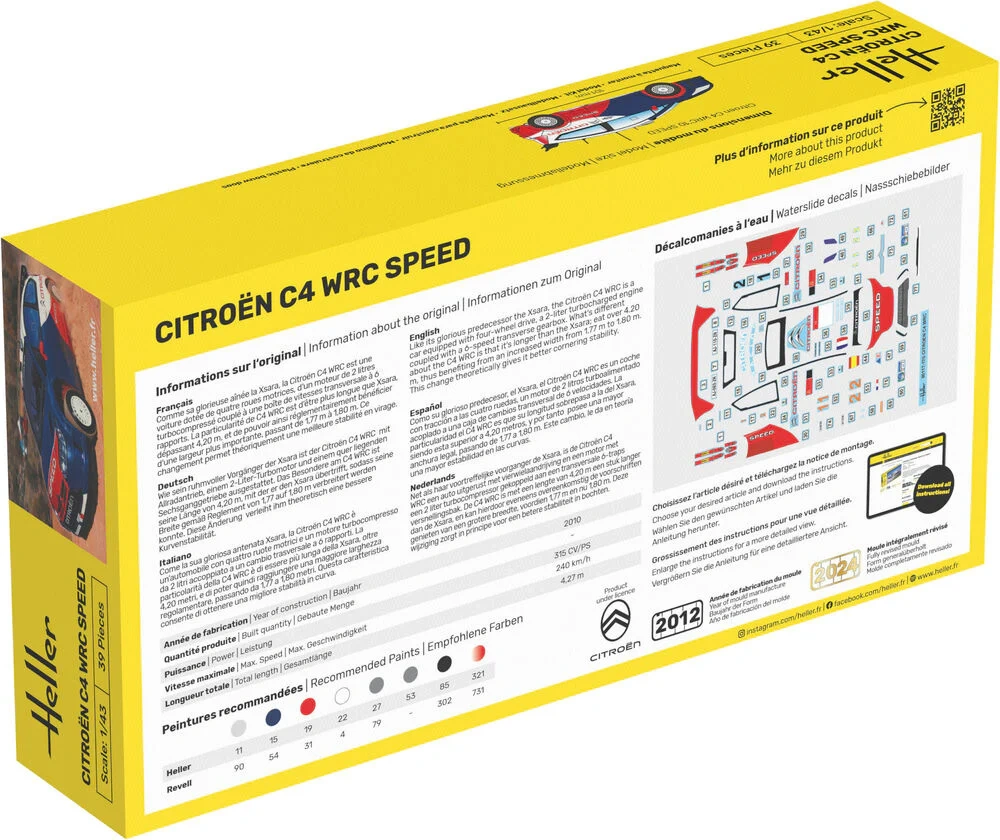 Zdjęcie dodatkowe produktu Citroen C4 WRC Speed Starter Set 1:43 Heller 56117
