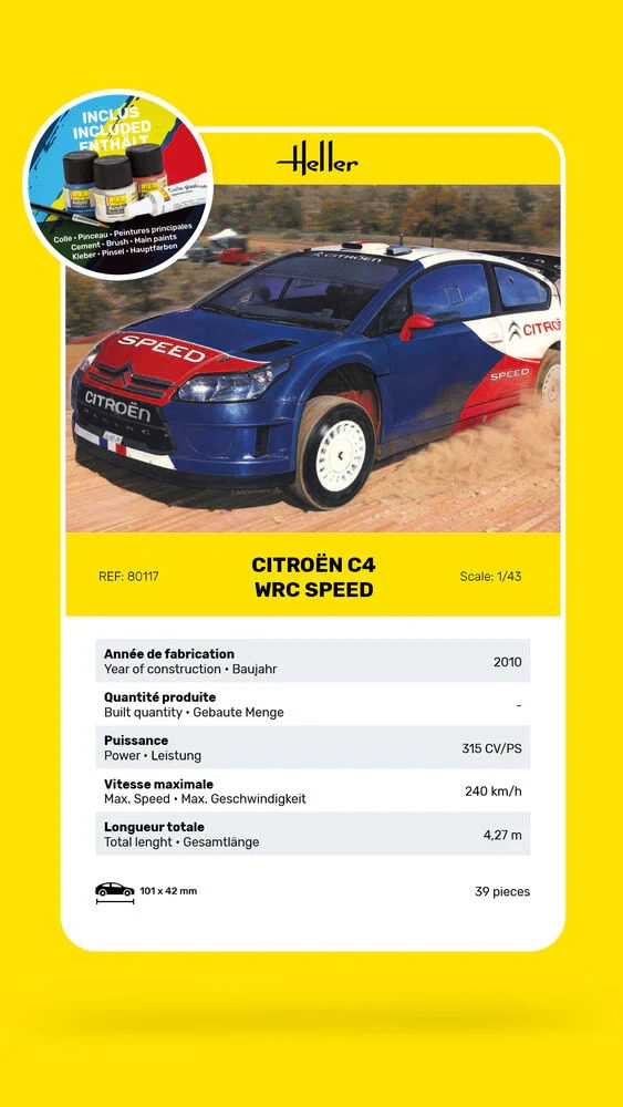 Zdjęcie dodatkowe produktu Citroen C4 WRC Speed Starter Set 1:43 Heller 56117