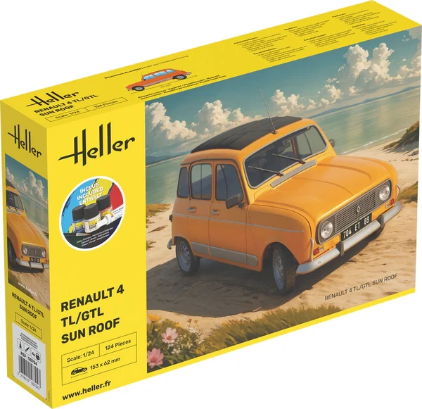 Zdjęcie główne produktu Renault 4 TL/GTL Sun Roof Starter Kit 1:24 Heller 58704