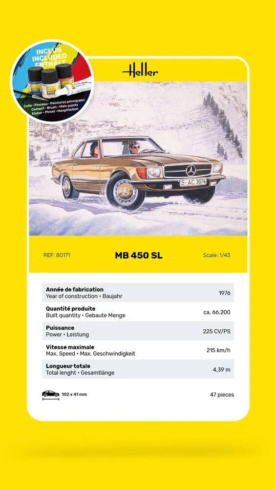 Zdjęcie dodatkowe produktu Mercedes Benz 450 SL Starter Kit 1:43 Heller 56171