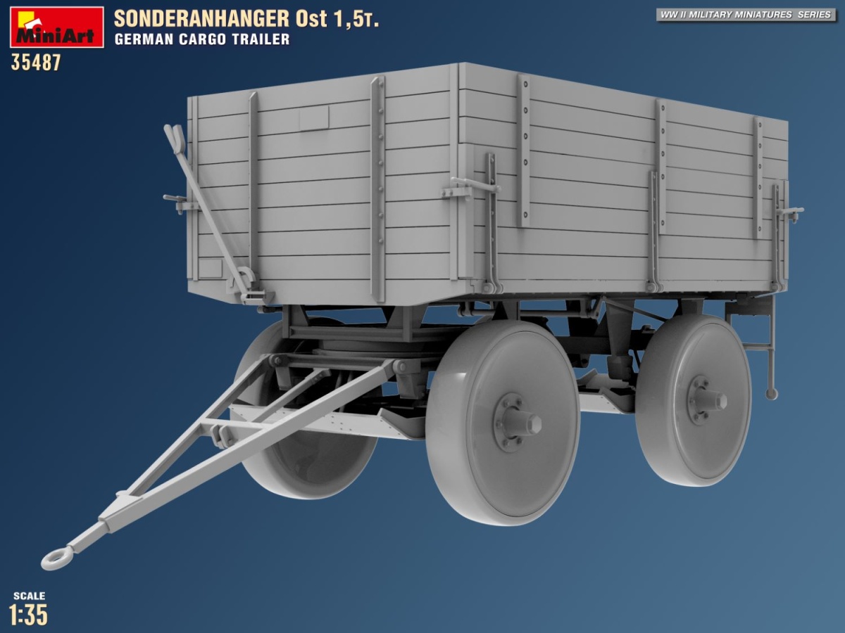 Zdjęcie dodatkowe produktu Sonderanhanger Ost 1.5t. German Cargo Trailer 1:35 MiniArt 35487
