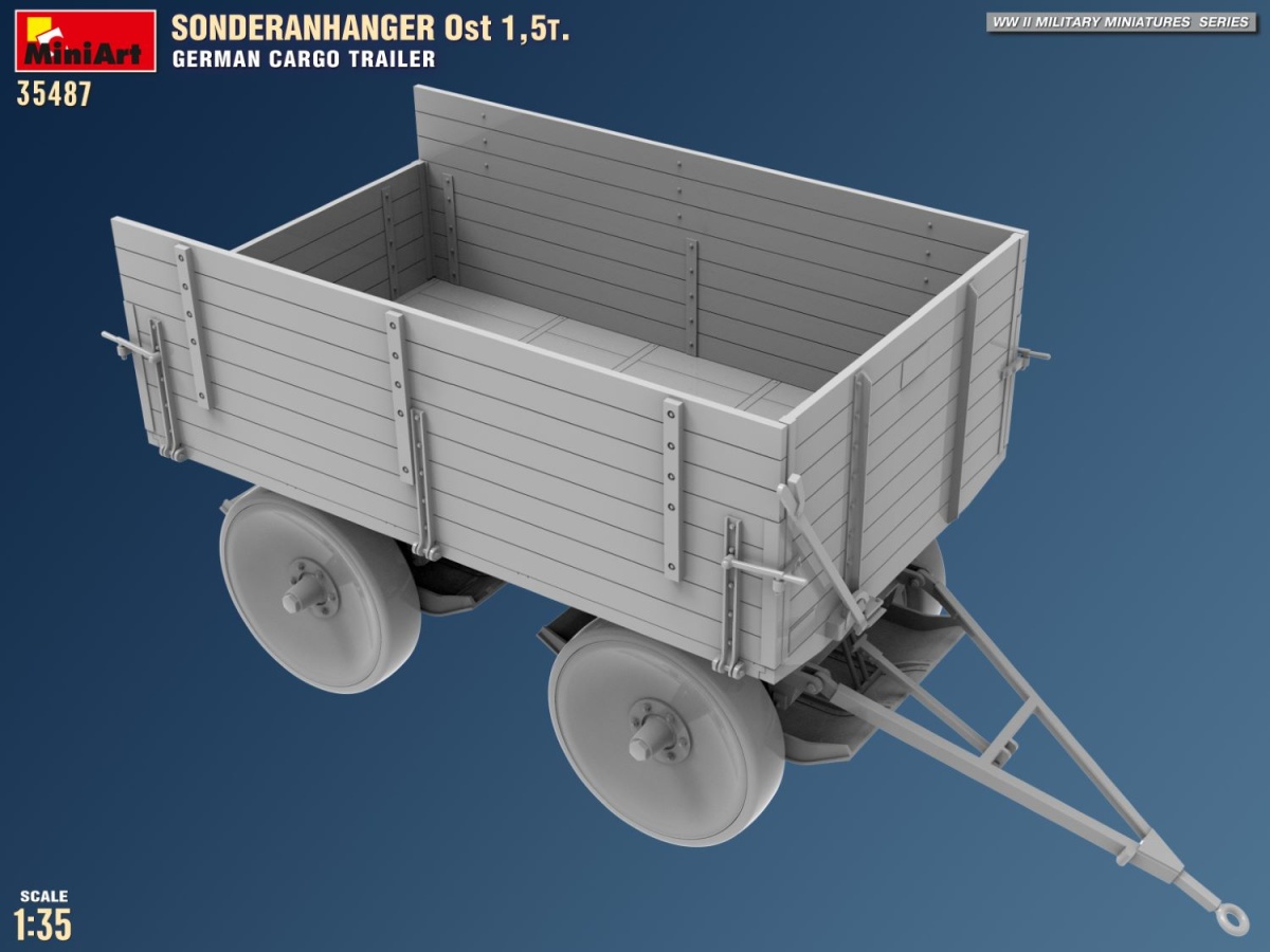 Zdjęcie dodatkowe produktu Sonderanhanger Ost 1.5t. German Cargo Trailer 1:35 MiniArt 35487