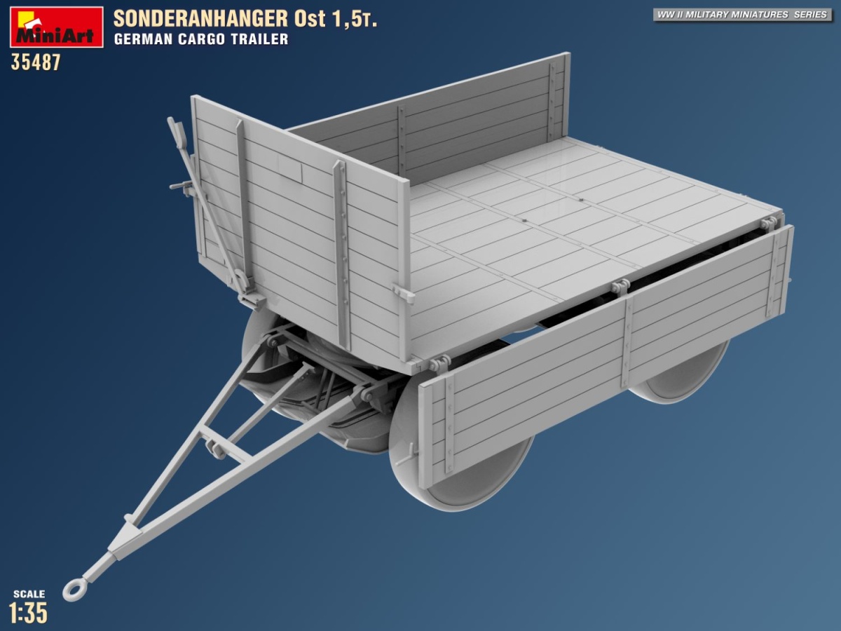 Zdjęcie dodatkowe produktu Sonderanhanger Ost 1.5t. German Cargo Trailer 1:35 MiniArt 35487