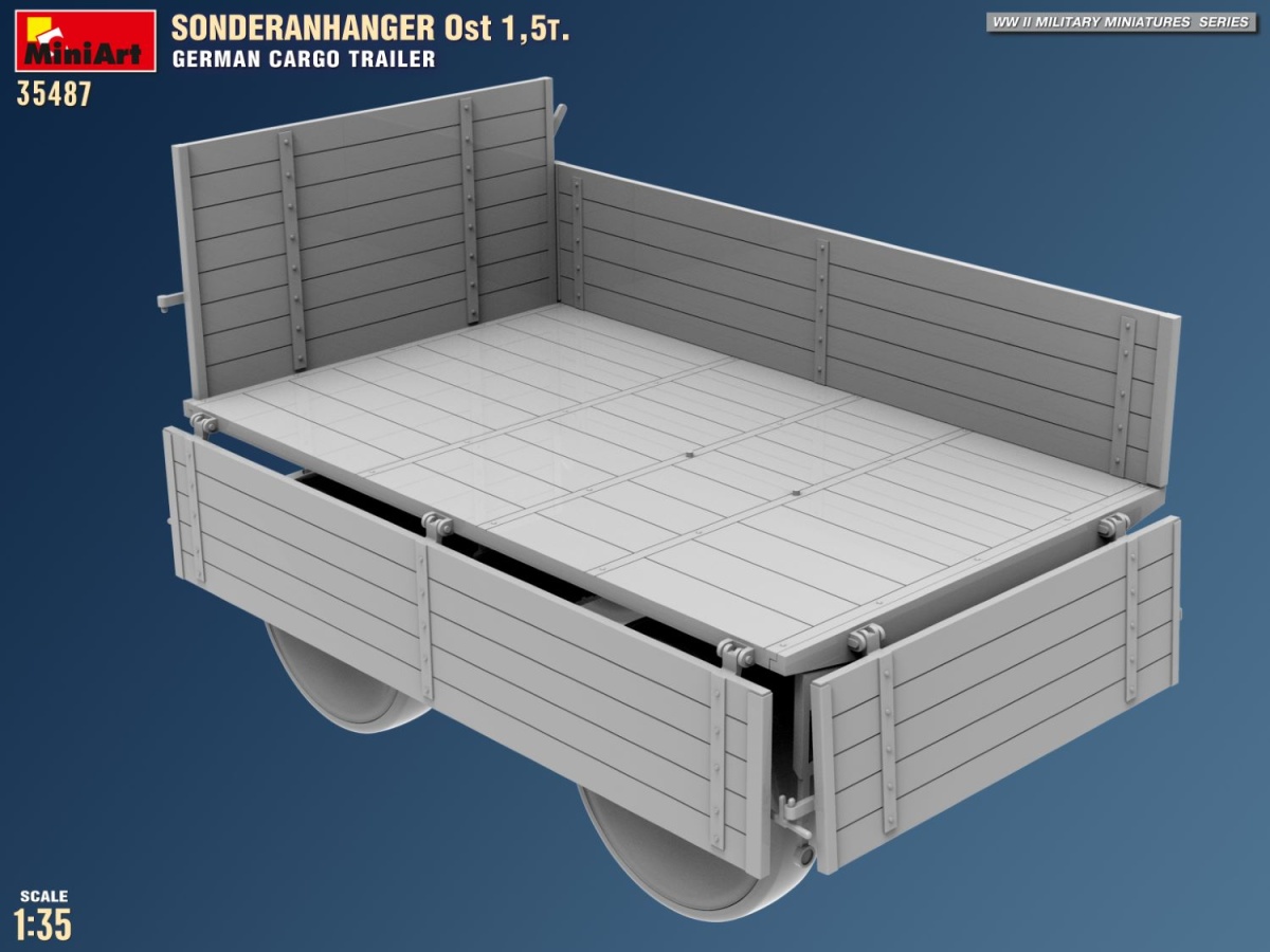Zdjęcie dodatkowe produktu Sonderanhanger Ost 1.5t. German Cargo Trailer 1:35 MiniArt 35487