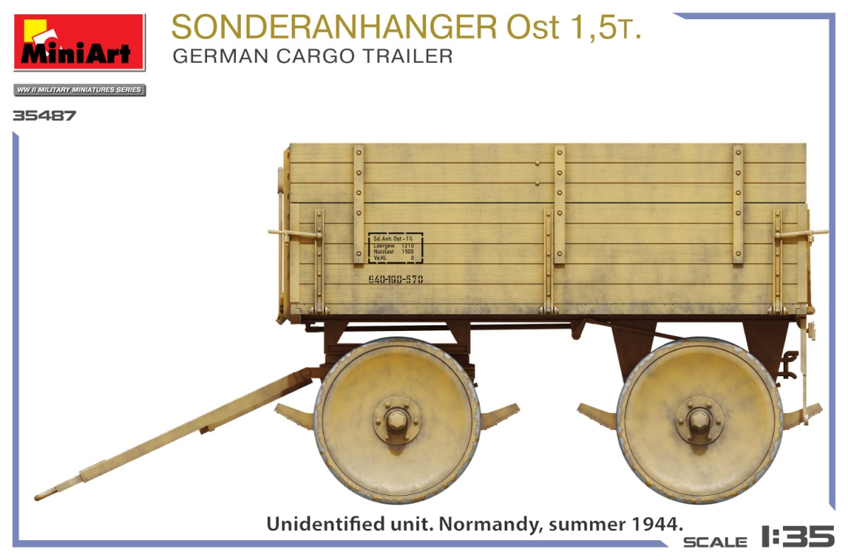 Zdjęcie dodatkowe produktu Sonderanhanger Ost 1.5t. German Cargo Trailer 1:35 MiniArt 35487