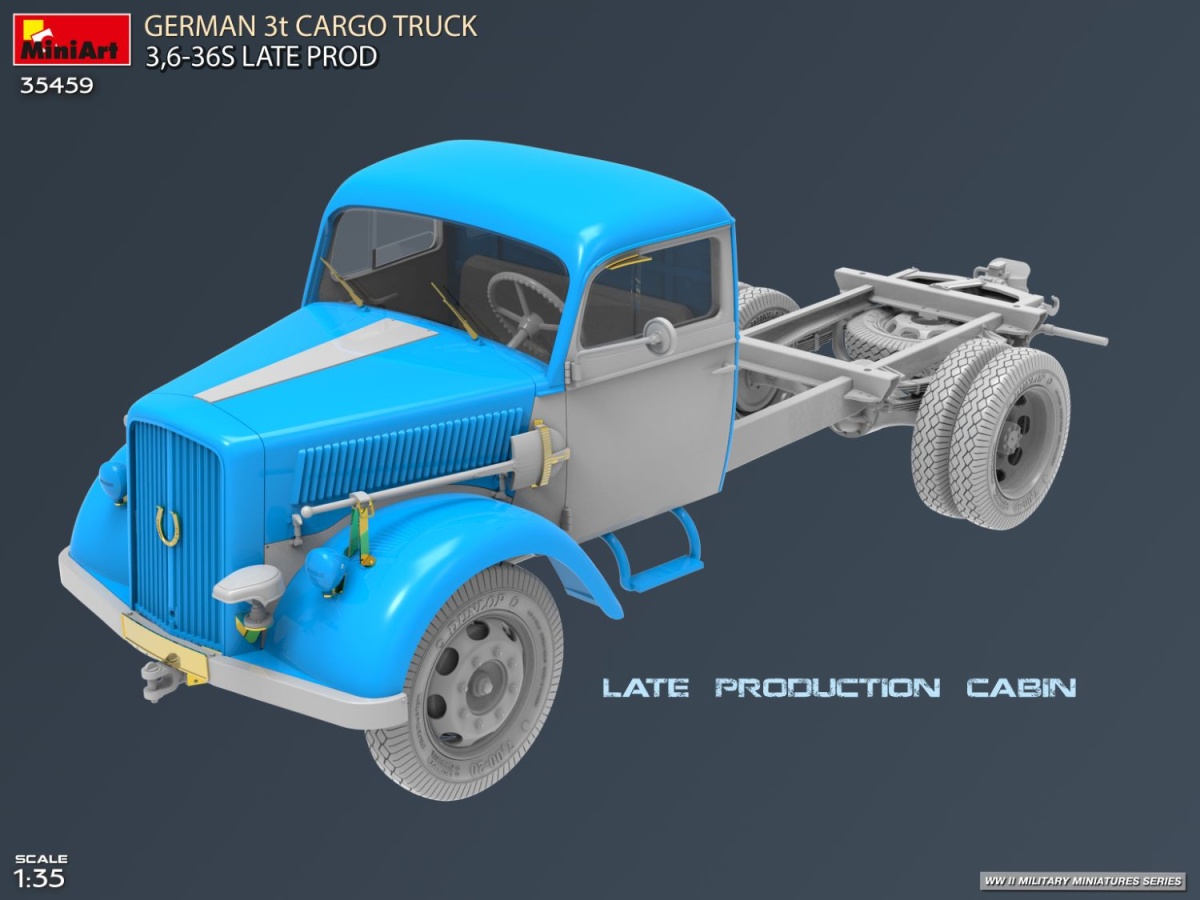 Zdjęcie dodatkowe produktu German 3t Cargo Truck 3,6-36S Late Prod 1:35 MiniArt 35459