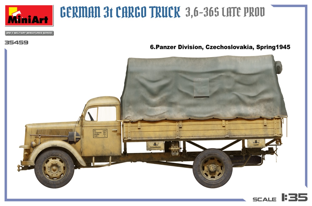 Zdjęcie dodatkowe produktu German 3t Cargo Truck 3,6-36S Late Prod 1:35 MiniArt 35459