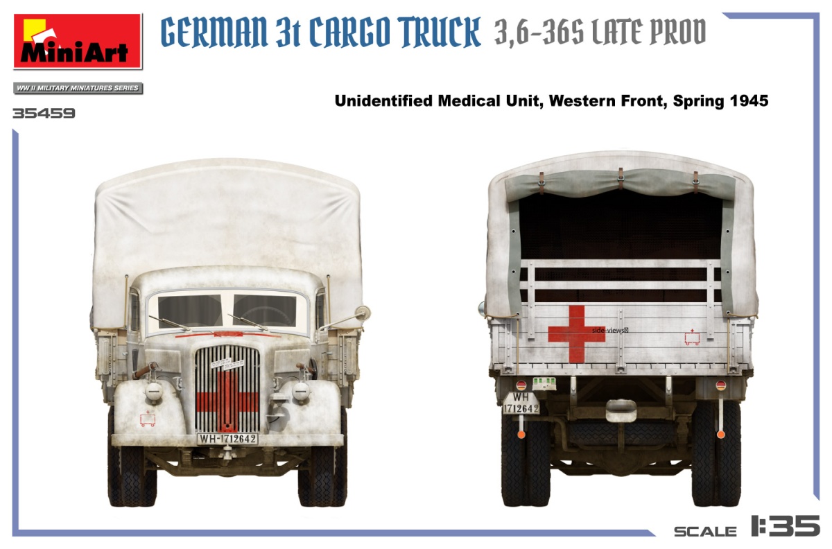 Zdjęcie dodatkowe produktu German 3t Cargo Truck 3,6-36S Late Prod 1:35 MiniArt 35459