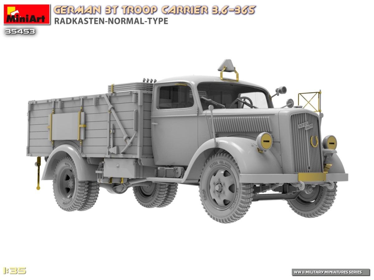 Zdjęcie dodatkowe produktu German 3T Troop Carrier 3,6-36S Radkasten-Normal-Type 1:35 MiniArt 35453