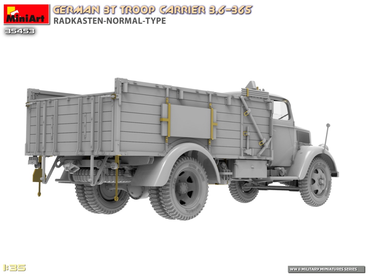 Zdjęcie dodatkowe produktu German 3T Troop Carrier 3,6-36S Radkasten-Normal-Type 1:35 MiniArt 35453