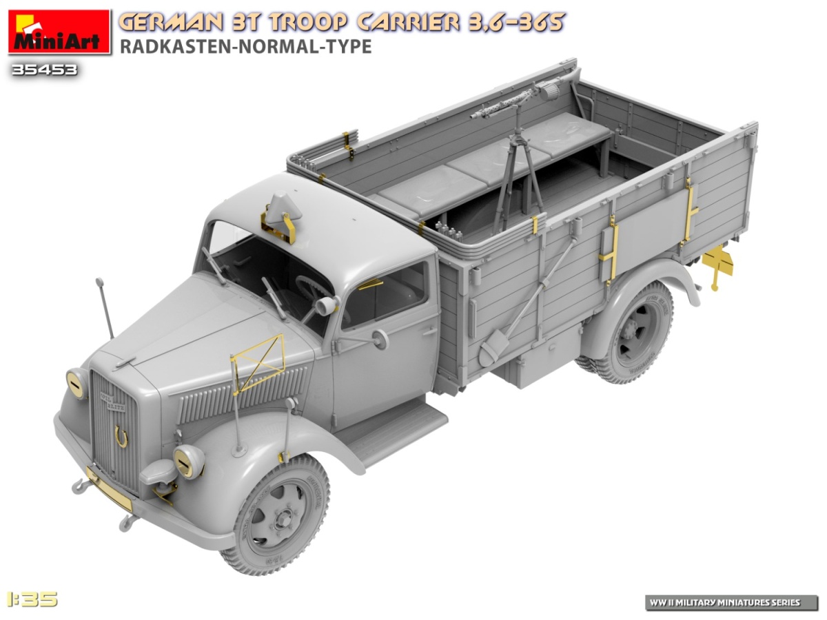 Zdjęcie dodatkowe produktu German 3T Troop Carrier 3,6-36S Radkasten-Normal-Type 1:35 MiniArt 35453