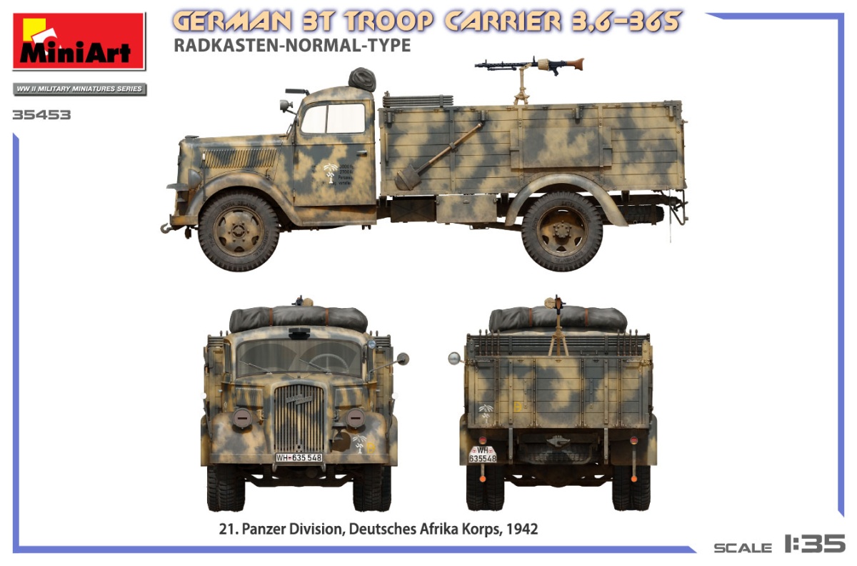 Zdjęcie dodatkowe produktu German 3T Troop Carrier 3,6-36S Radkasten-Normal-Type 1:35 MiniArt 35453