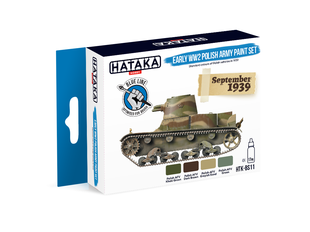 Zdjęcie główne produktu Zestaw farb Wojska Polskiego z początku II wojny światowej (4x17ml) Hataka BS11
