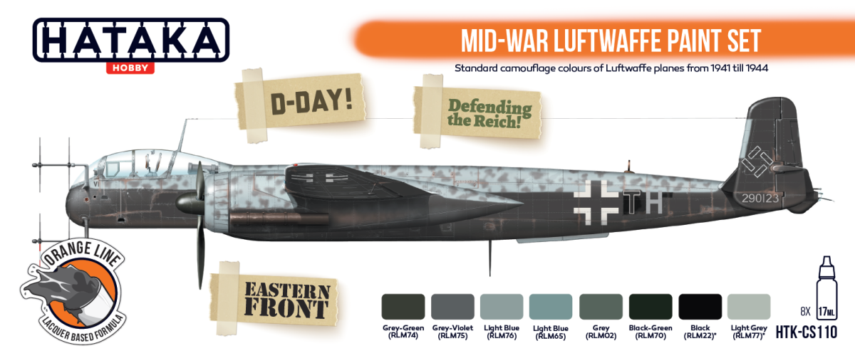 Zdjęcie dodatkowe produktu Zestaw farb Luftwaffe z okresu środka wojny (8x17ml) Hataka CS110