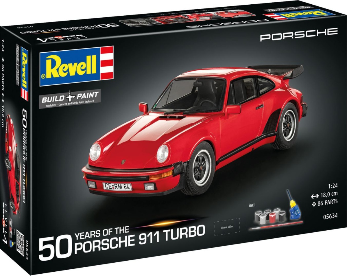 Zdjęcie dodatkowe produktu Porsche 911 Turbo 50th Anniversary (Zestaw upominkowy) 1:24 Revell 05634