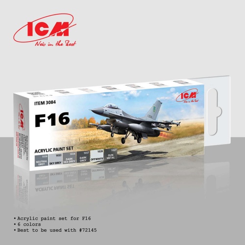 Zestaw farb akrylowych do malowania F16 (6x12ml) ICM 3084
