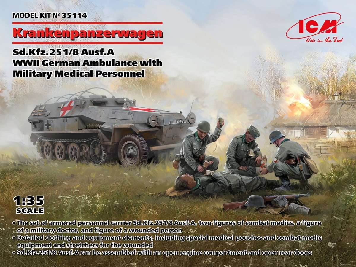 Zdjęcie główne produktu Krankenpanzerwagen Sd.Kfz.251/8 Ausf.A 1:35 ICM 35114