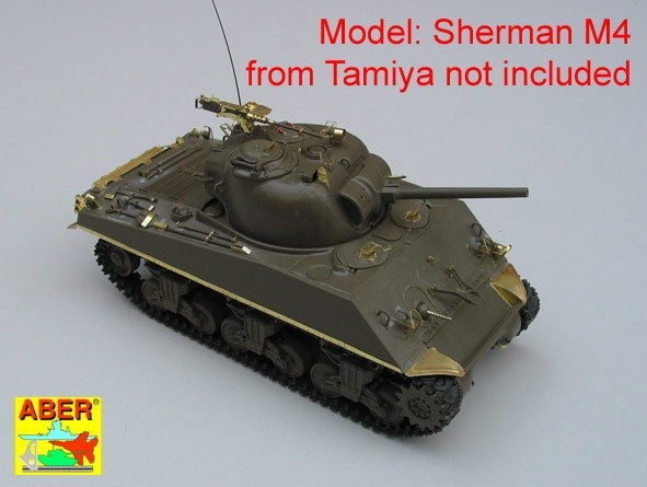 Zdjęcie dodatkowe produktu Elementy fototrawione: amerykański czołg średni Sherman M4, M4A1, M4A3 1:35 ABER 35032
