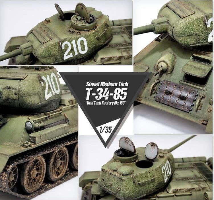 Zdjęcie dodatkowe produktu T-34/85 Ural Tank Factory No. 183 1:35 Academy 13554
