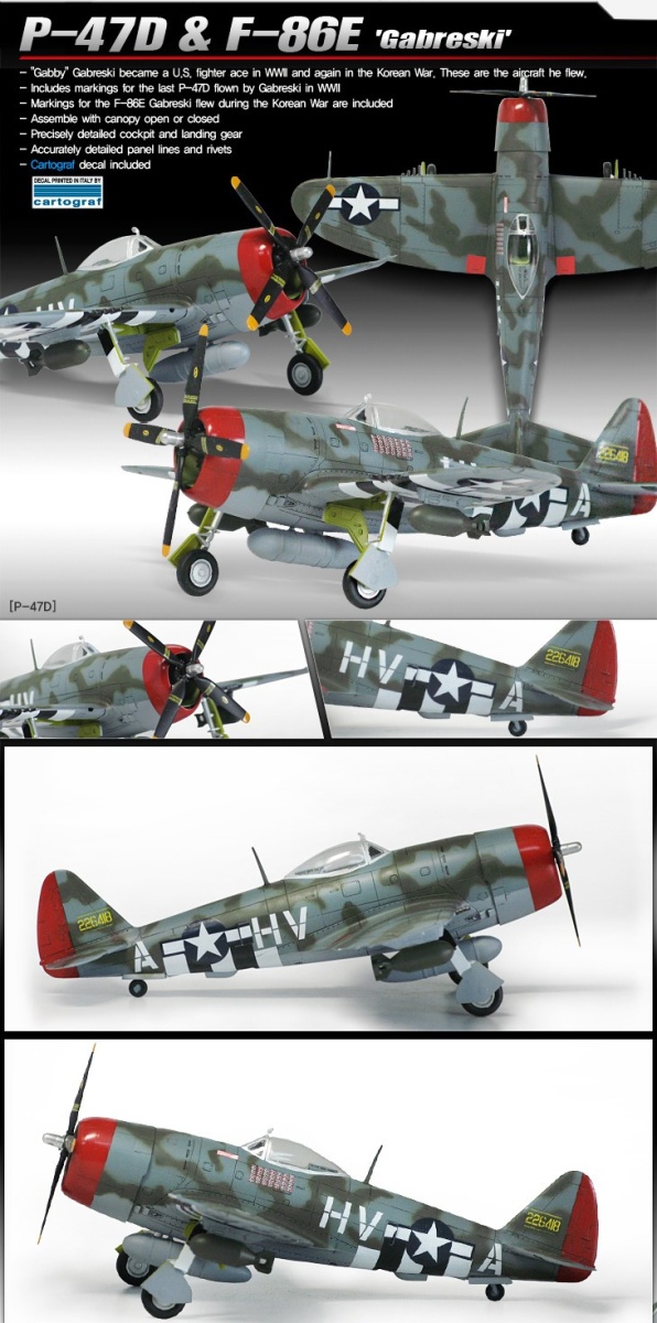 Zdjęcie dodatkowe produktu P-47D and F-86E Gabreski 1:72 Academy 12530