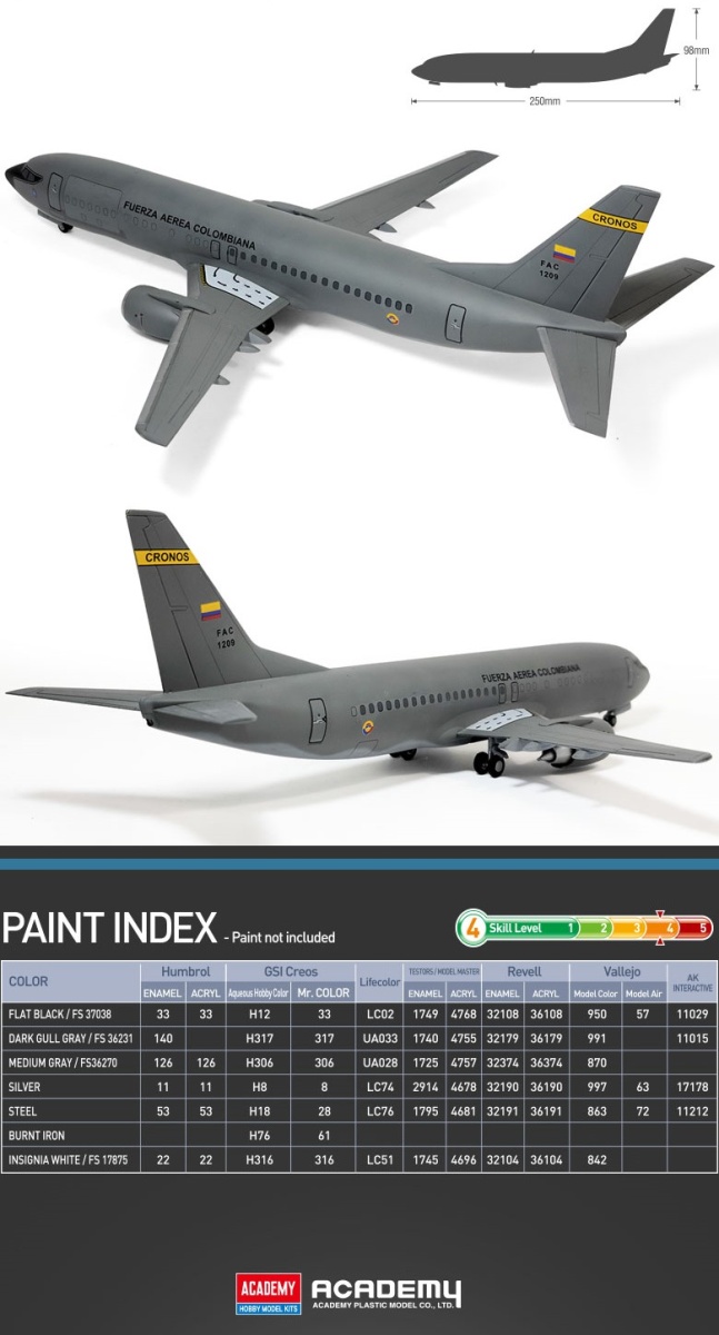 Zdjęcie dodatkowe produktu Boeing 737 Colombian Air Force 1:144 Academy 12639