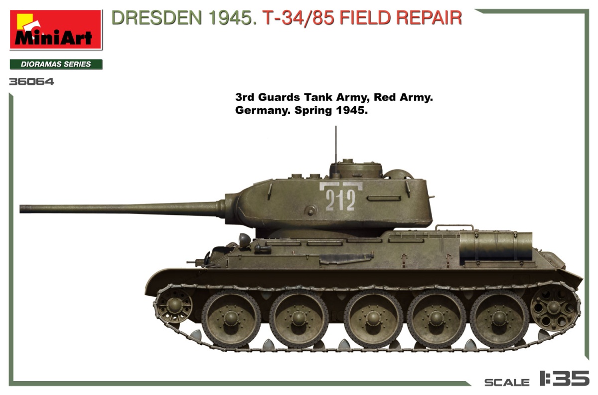 Zdjęcie dodatkowe produktu Dresden 1945 T-34/85 Field Repair 1:35 MiniArt 36064