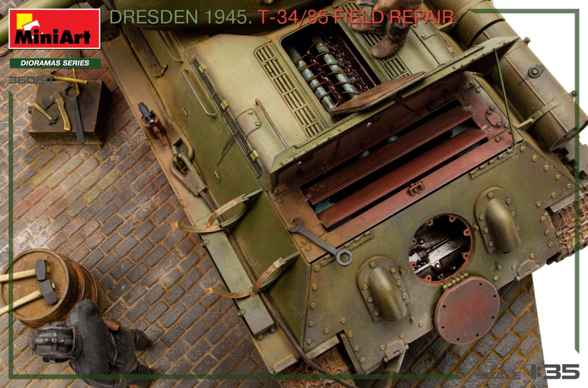 Zdjęcie dodatkowe produktu Dresden 1945 T-34/85 Field Repair 1:35 MiniArt 36064