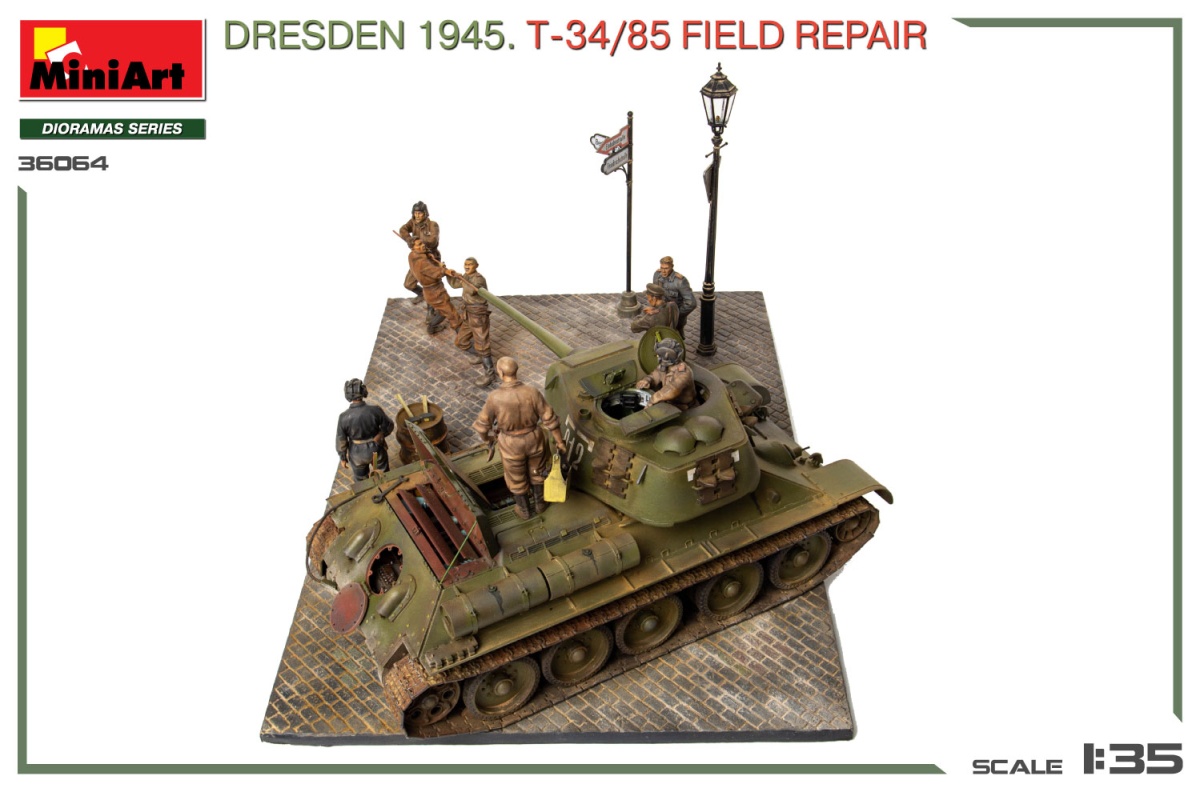 Zdjęcie dodatkowe produktu Dresden 1945 T-34/85 Field Repair 1:35 MiniArt 36064
