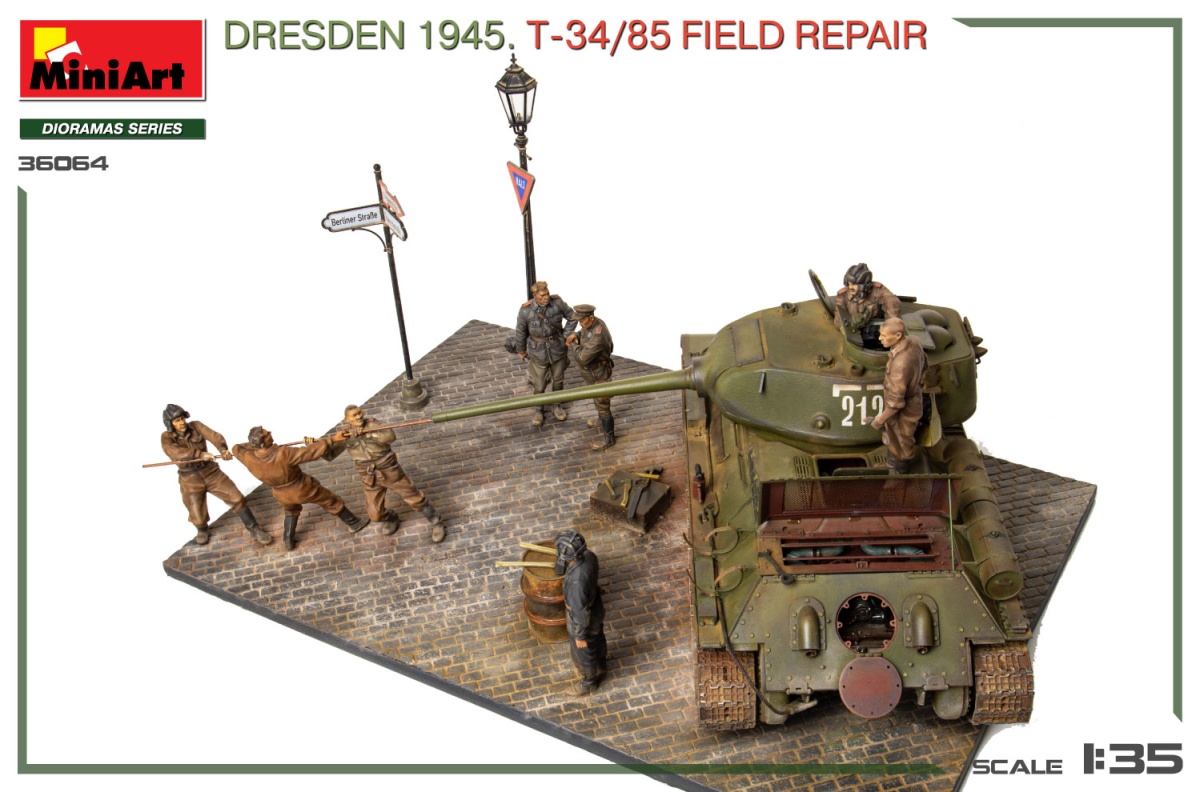 Zdjęcie dodatkowe produktu Dresden 1945 T-34/85 Field Repair 1:35 MiniArt 36064