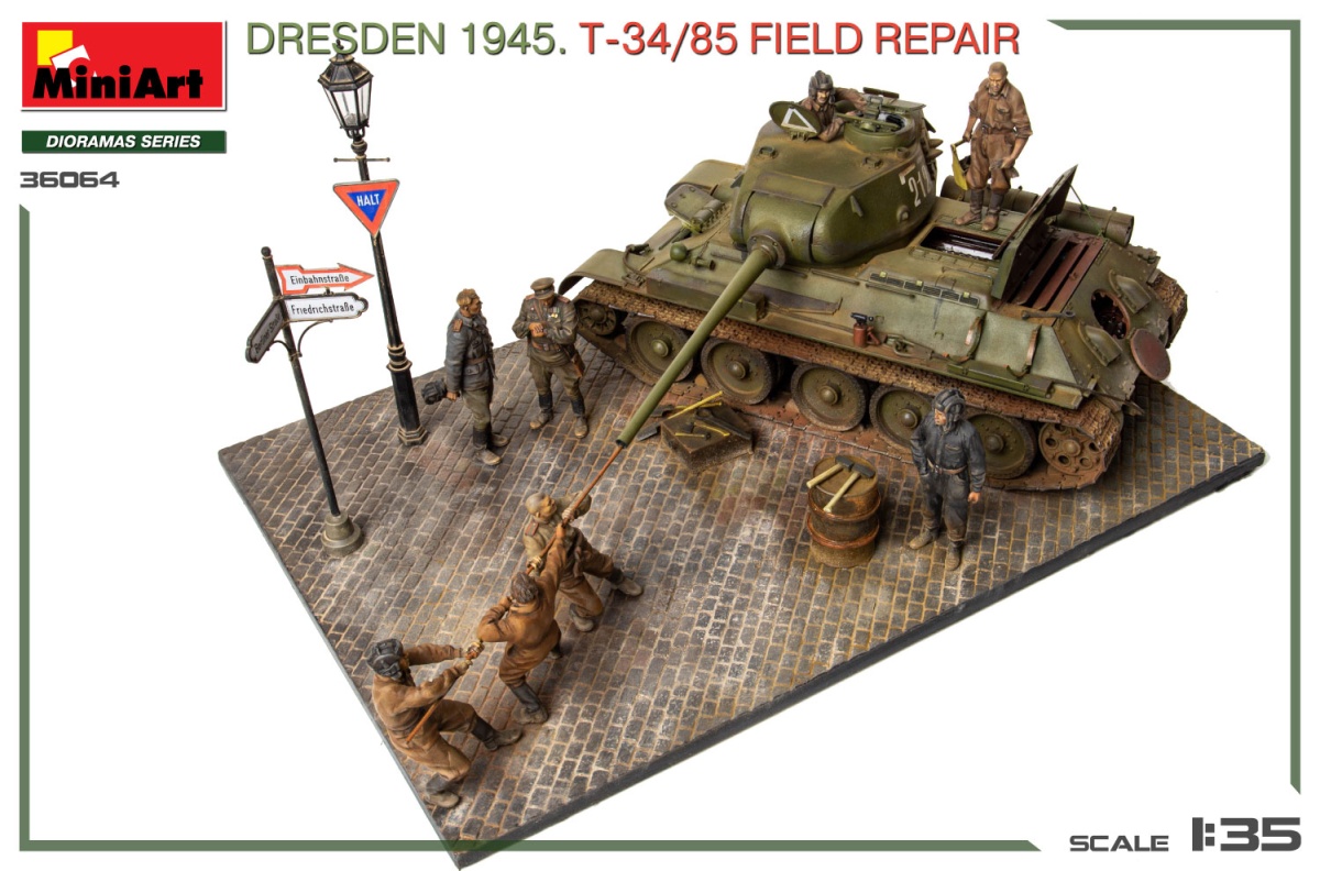Zdjęcie dodatkowe produktu Dresden 1945 T-34/85 Field Repair 1:35 MiniArt 36064