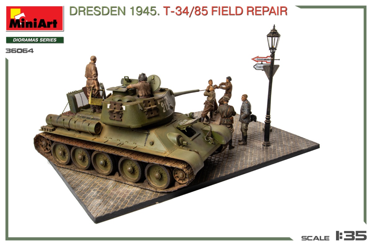 Zdjęcie dodatkowe produktu Dresden 1945 T-34/85 Field Repair 1:35 MiniArt 36064