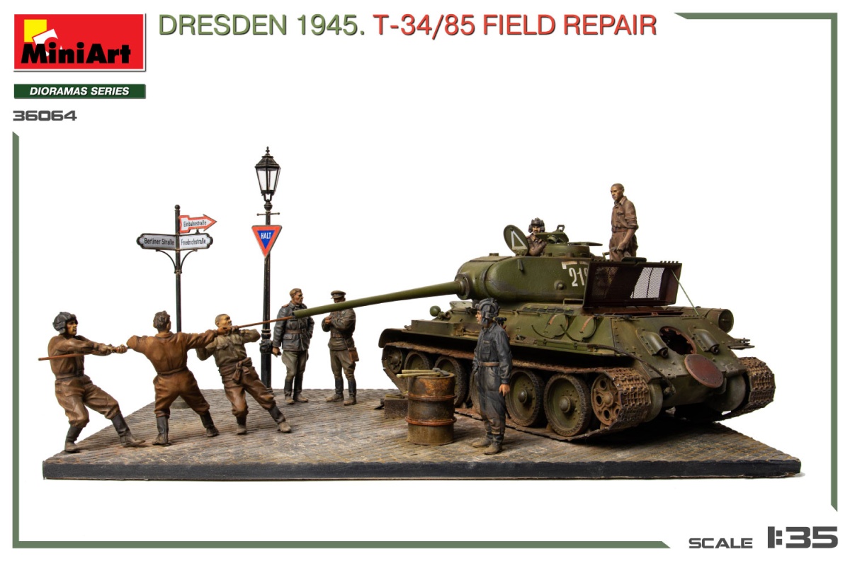 Zdjęcie dodatkowe produktu Dresden 1945 T-34/85 Field Repair 1:35 MiniArt 36064