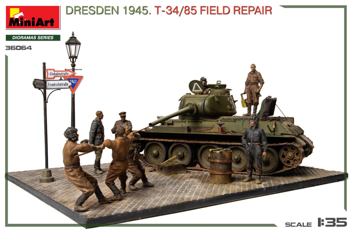 Zdjęcie dodatkowe produktu Dresden 1945 T-34/85 Field Repair 1:35 MiniArt 36064
