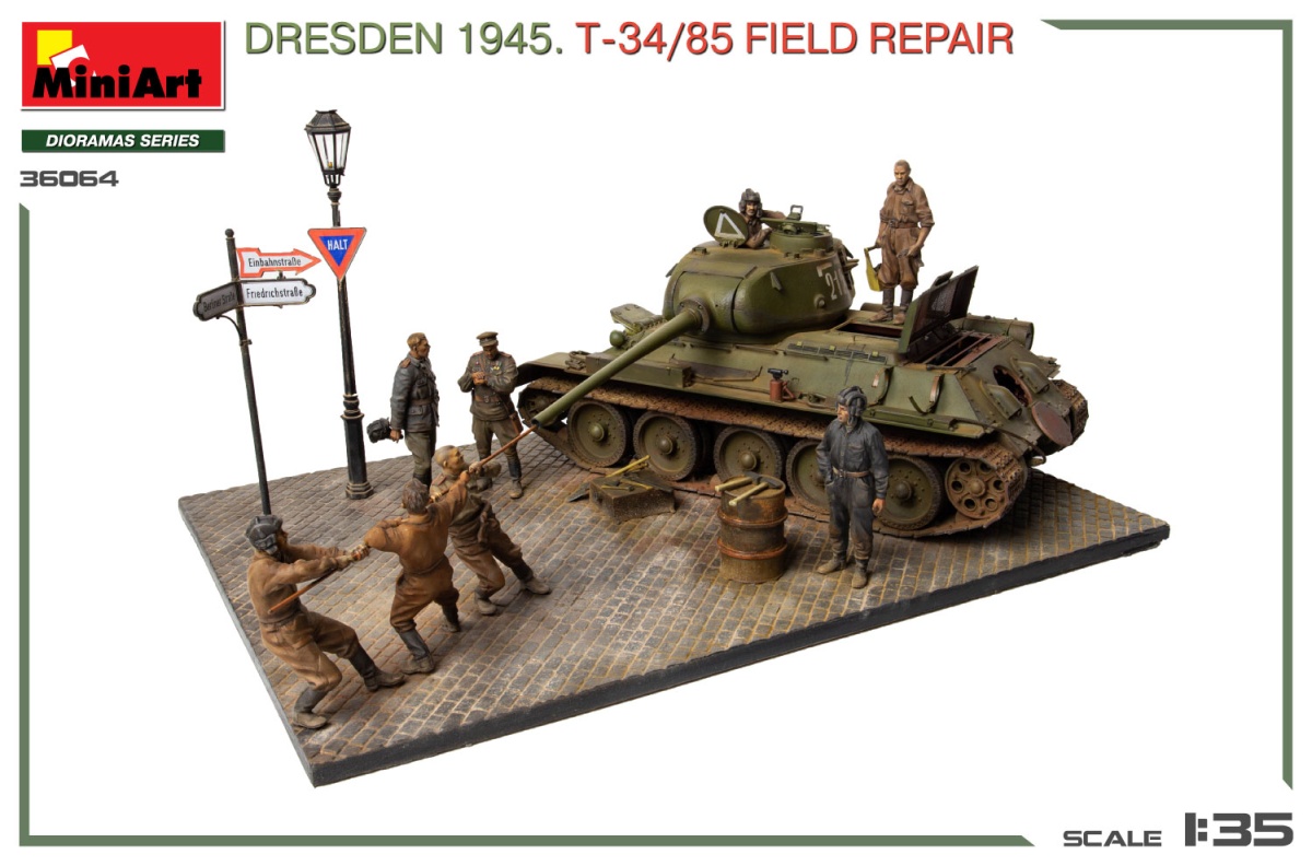Zdjęcie dodatkowe produktu Dresden 1945 T-34/85 Field Repair 1:35 MiniArt 36064