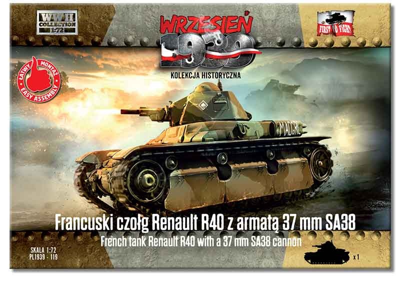 Zdjęcie dodatkowe produktu Francuski Czołg Renault R40 z Armatą 37 mm SA38 1:72 First To Fight PL119