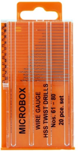 20-Częściowy Zestaw Wierteł Microbox (Nr 61 - 80) Modelcraft Shesto PDR4004