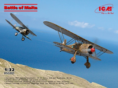 Bitwa o Maltę (Fiat CR.42 i Gloster Sea Gladiator Mk.II) 1:32 ICM DS3201