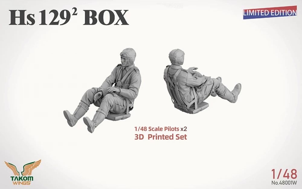 Zdjęcie dodatkowe produktu Hs 129 Box (Hs 129 B-2 + B-3 + 3D Printed Set Figures x2 + Panther A) (edycja limitowana) 1:48 Takom 48001W