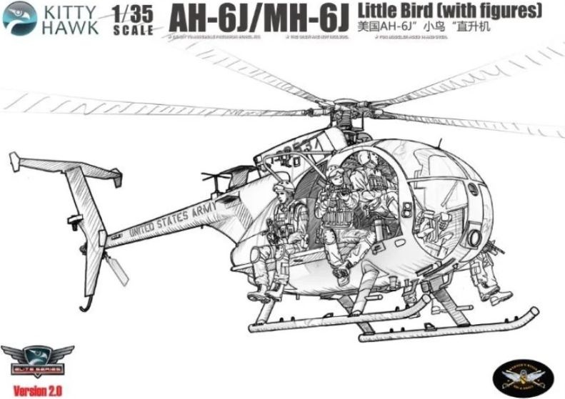 Zdjęcie główne produktu AH-6J/MH-6J Little Bird with figures 1:35 Kittyhawk 50004