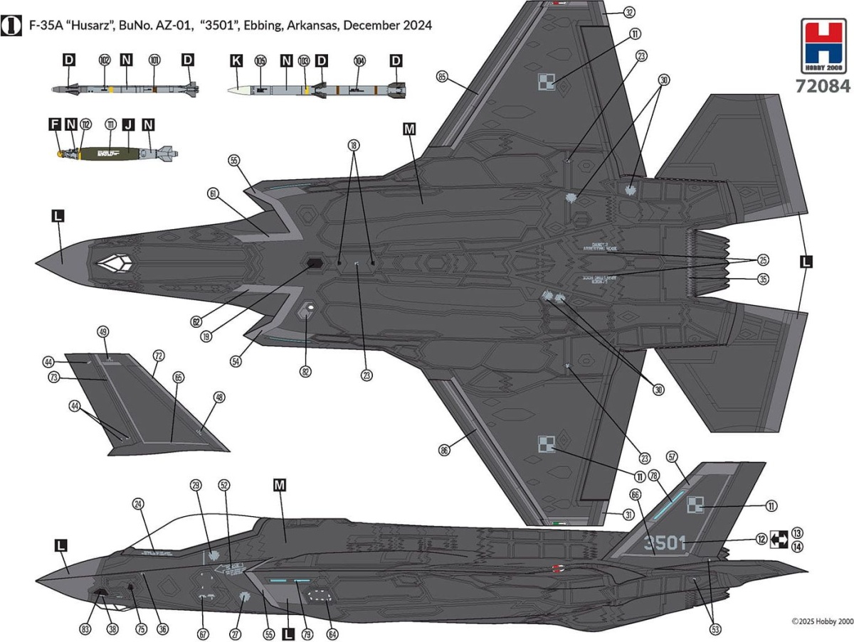Zdjęcie dodatkowe produktu F-35A "Husarz" Polskie Siły Powietrzne 1:72 Hobby 2000 72084