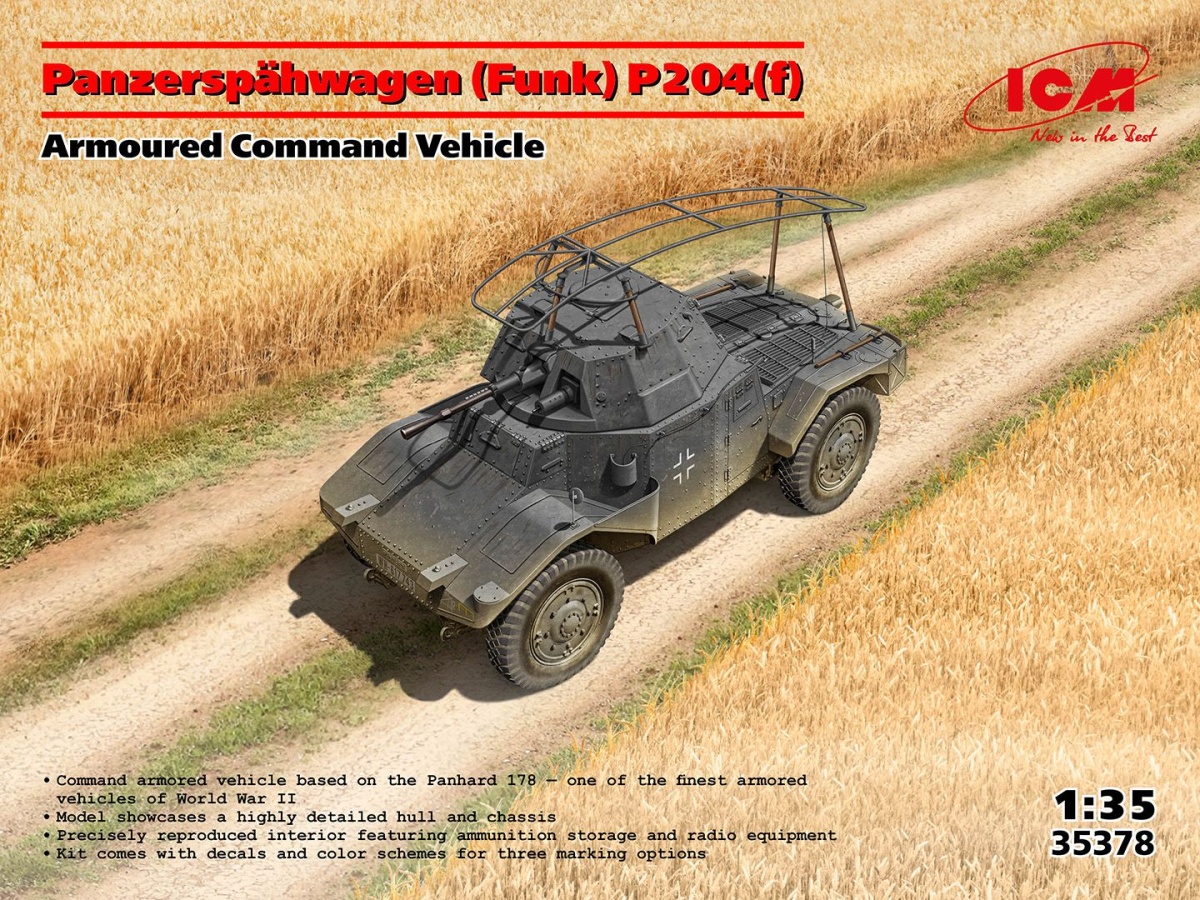 Zdjęcie główne produktu Opancerzony wóz dowodzenia Panzerspahwagen (Funk) P204(f) 1:35 ICM 35378