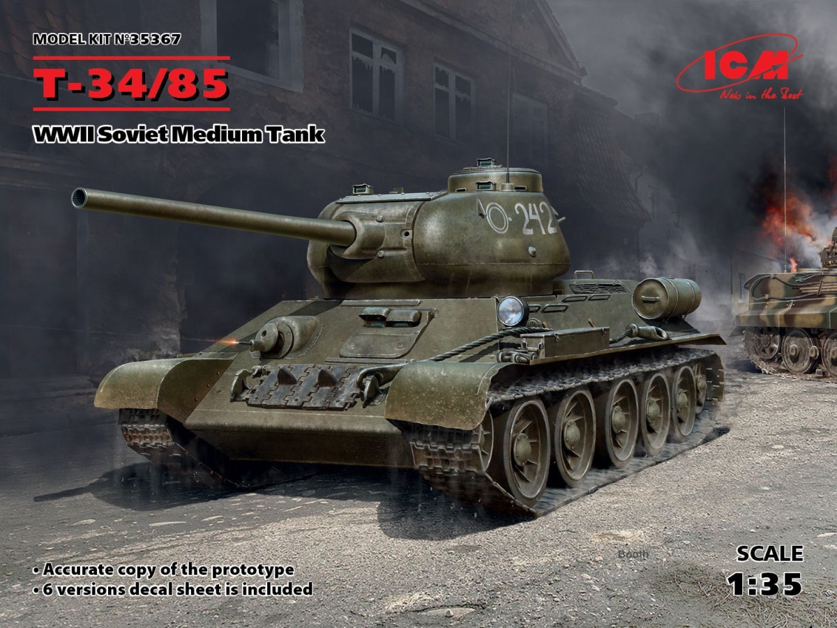 Zdjęcie główne produktu T-34-85 Radziecki czołg średni 1:35 ICM 35367